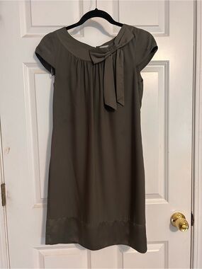 H&M Olive Green Bow-Detail Shift Dress